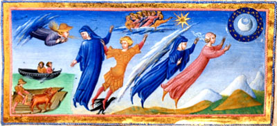 Yates Thompson 36: Dante and Beatrice ascend to the Heaven of the Moon